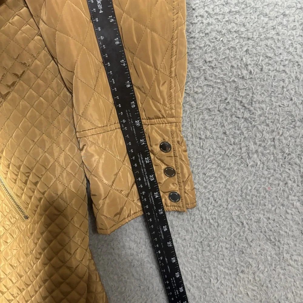 Michael Kors Womens 2X Quilted Hooded Parka Jacket Camel Tan RN 79675